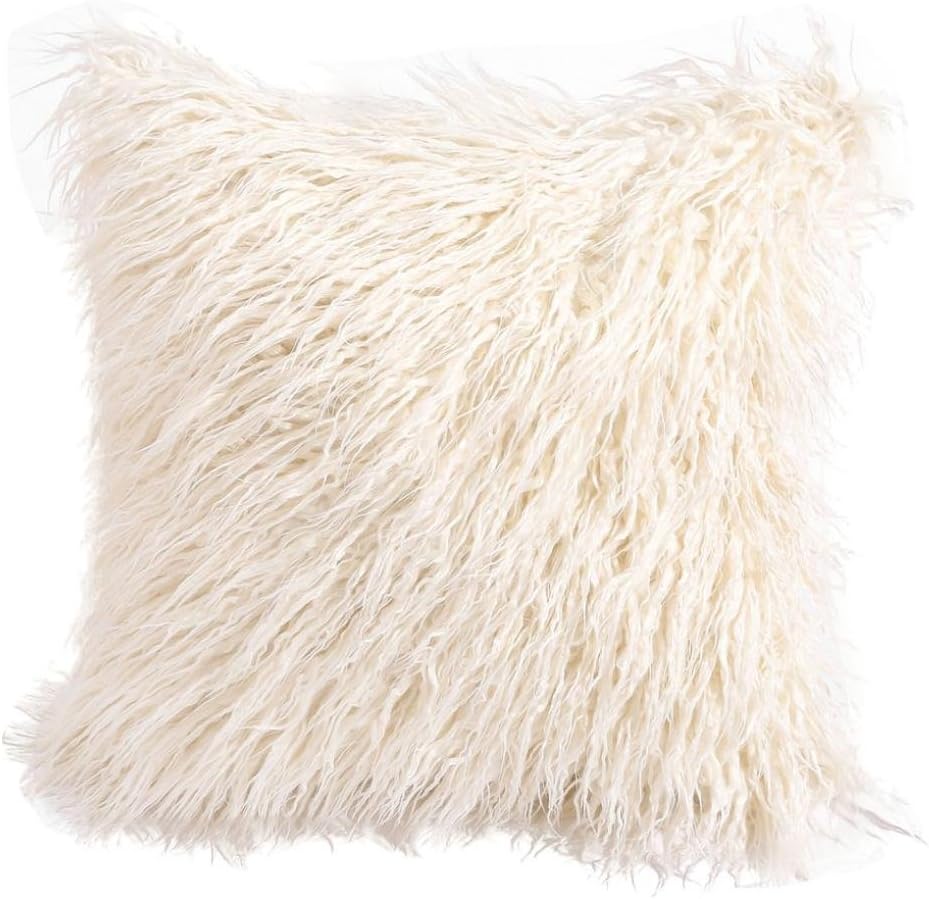 Woaills Home Decor, Square 18" x 18" Plush Fashion Throw Pillow Cases Cafe Sofa Cushion Cover with Hidden Zipper (Beige)