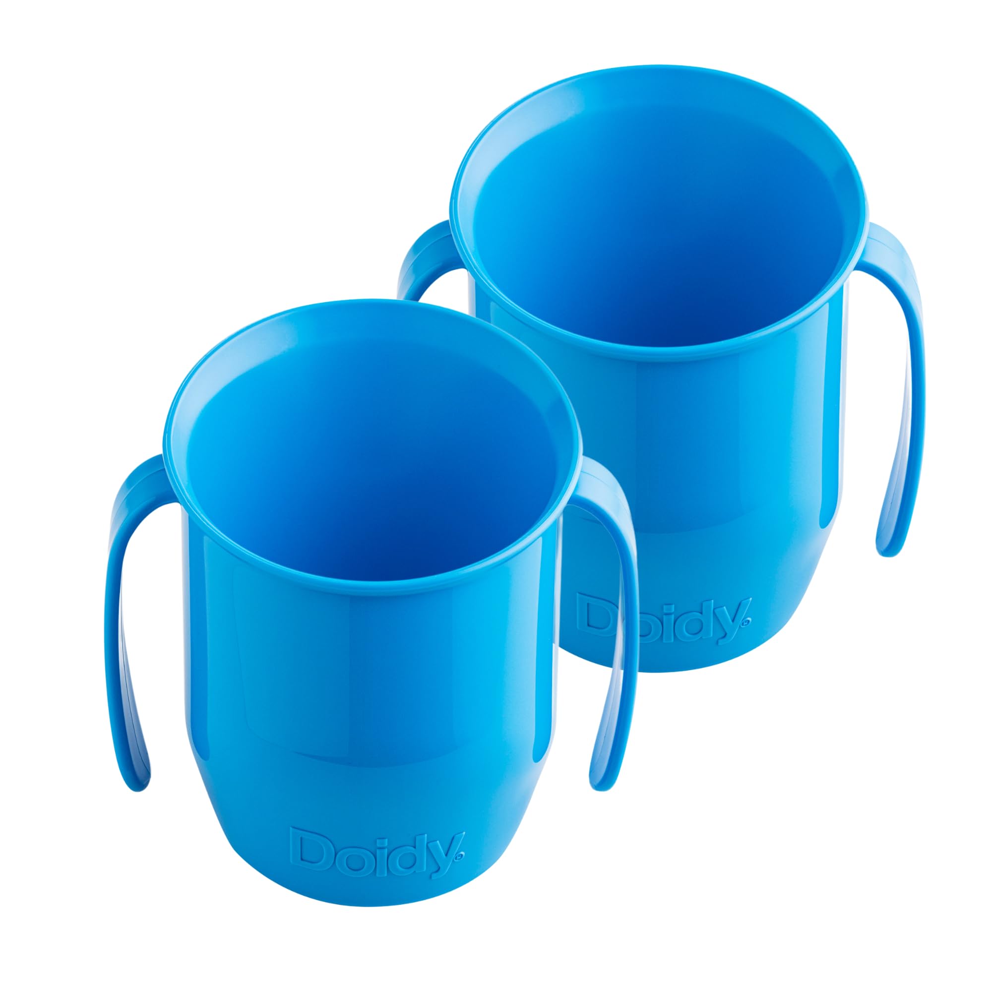 Doidy Cup, Open Cup for Training Baby 6 Months-3 Years, 200ml, Slanted Weaning Cup with Handles for Learning to Drink, BPA Free, 2 Pack (Blue) — image 1