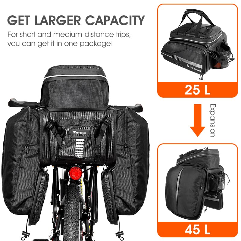 HONGYEA Bike Bags for Bicycles Rear Rack Waterproof 45L Large