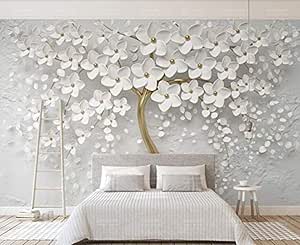 Fresco en relieve flor blanca en la sala de boda estética para paredes