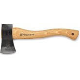 Husqvarna Hatchet, Small Axe with Leather Sheath and Hickory Handle, Ideal Small Hatchet Axe for Camping Gear and Gardening Tools