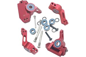 BINGHFOBBYHUO RC Alloy Caster Block&Steering Blocks&Rear Stub Axle Carriers for Traxxas 1/10 2WD Slash, Stampede, Rustler, Nitro Slash-Replaces 3632 3736 3752 (RED)