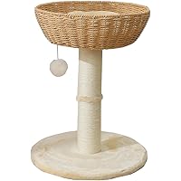 SHENGOCASE Modern Cute Cat Tree Tower for Large Cat with Handwoven Paper Rope Basket Beds, Cat Window Perch, Rattan Wicker Ca