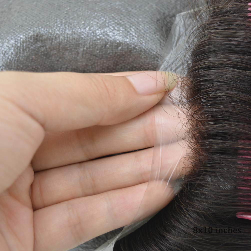 Hairnotion Invisible Mens Hair System Super Thin Skin Medium Brown 4# Human Hair Toupee Wig for Men 8x10 inch
