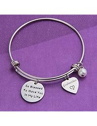 RQIER LQRI Godmother Gifts - Pulsera con texto en inglés "So Blessed to Have You in My Life"