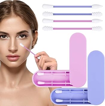 Coton Tige Reutilisable Lavable 2pcs Batons De Coton Silicone Ecologiques Coton Tige De Nettoyage Pour Le Maquillage Et Le Nettoyage Des Oreilles Outil De Beaute Avec Etui De Rangement Bleu Pourpre Amazon Fr Beaute Et Parfum