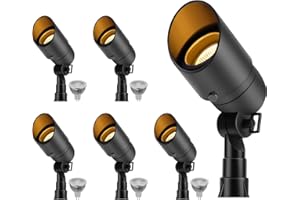 Gardencoin Low Voltage Landscape Spotlight, 12V LED Outdoor Landscape Lighting, Landscape Spot Lights Wired for Garden and Yard, Aluminum Up Lighting Fixture with 5W MR16 Replaceable Bulb (6 Pack)