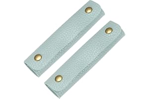 TIXIPEM Leather Handle Wrap [2PCS] - Handbag Handle Wrap Cover with 2 Metal Clasps Use for Suitcases & Bags & Shopping Totes & Wallets - [Sky Blue-5IN/12CM] Soft Purse Strap Pad
