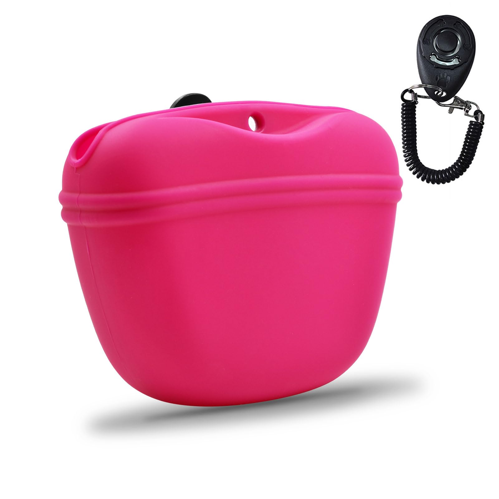 AUDWUD Silicone Dog Treat Pouch,Clip on Portable Training Container,Convenient Magnetic Buckle Closing and Waist Clip,No BPA