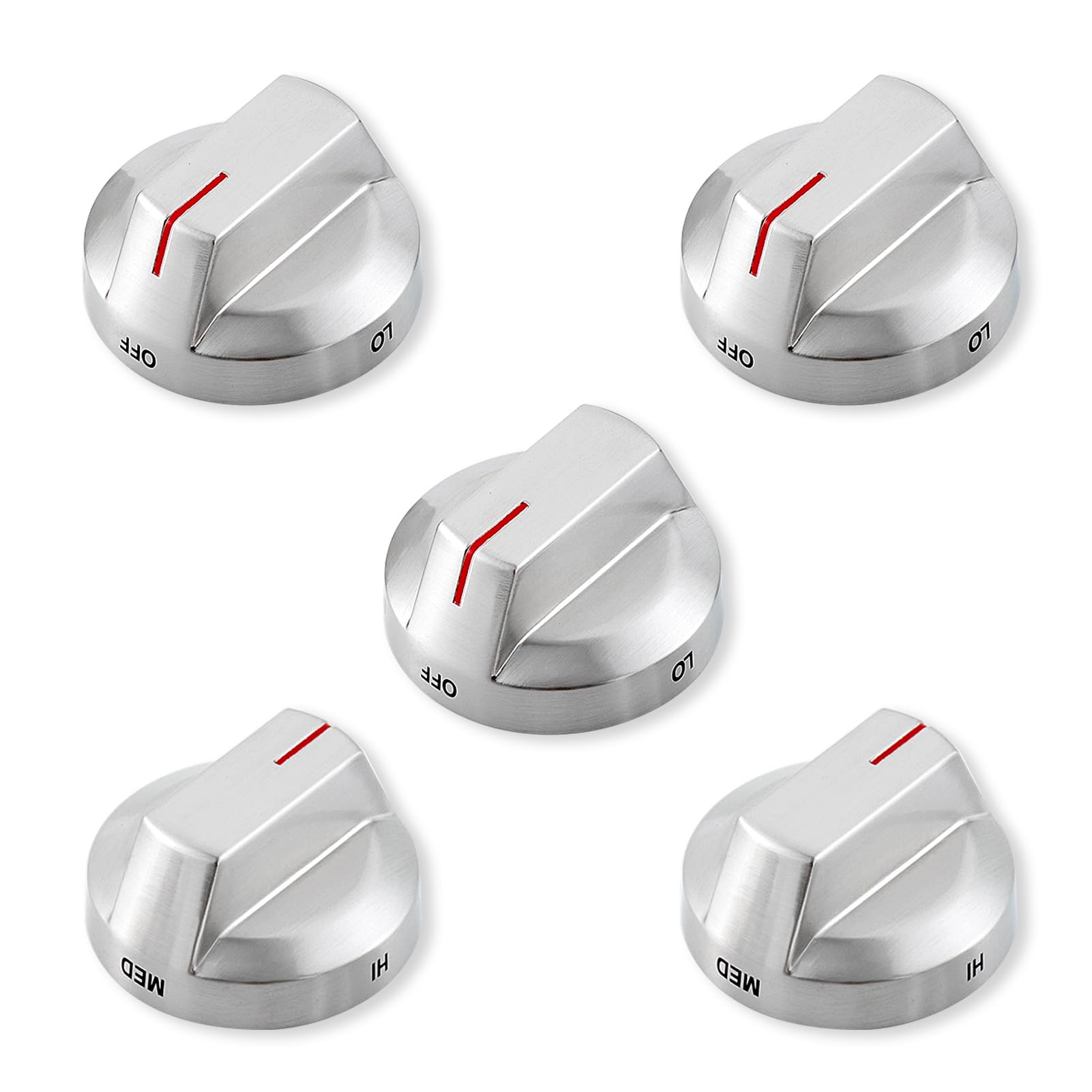 Photo 1 of DG94-03500A/Z NX60T8111SS/AA NE63T8111SS/AA Stove Knobs Replacement for Samsung Electric Stove Parts DG94-03797Q Stainless Steel Oven Knobs Samsung Gas Range Parts Cooktop Burner Knobs Silver 5Pcs