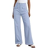 Dokotoo Women's Cargo Baggy Wide Leg High Waist Casual Stretch Pants