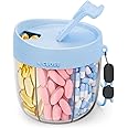 AMOOS Cute Pill Dispenser with 7 Large Compartments, Portable Pill Bottle Organizer with Wide Opening for Easy Use, Anti-Mix Pill Organizer for Travel, BPA-Free Pill Container, Blue