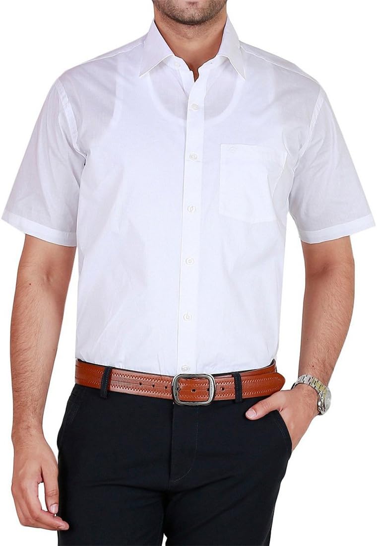 Jansons White Color Formal Shirt,Material Cotton,Half Sleeve