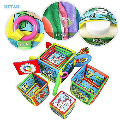 TEYTOY Baby Toys First Words Rattle Magic Education Toys Baby Early Education Cotton Animal Series Magical Rattle Color Intelligence Toys for 0-24 Months Infant Kids