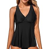 Women's Racerback Swim Tops - Flowy Bathing Suit Top Modest Swimsuit No Bottom
