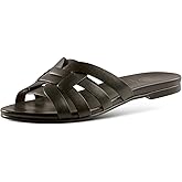 JATAREA Slip-On Flat Leather Slides for Women | Two Strap Open Toe Beach Sandals - BOJRA & ABANTI