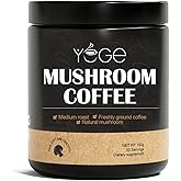 YEGE Mushroom Coffee Organic, 6 Mushroom Blend Cordyceps, Reish, King Trumpet, Shitake, Turkey Tail, Lions Mane for better Focus, Energy, Digestion and Immunity(30 Servings)