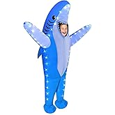 anroog Inflatable Shark Costume Kids with LED Lights Halloween Blow Up Lighted Shark Costumes for Boys Girls Party Cosplay
