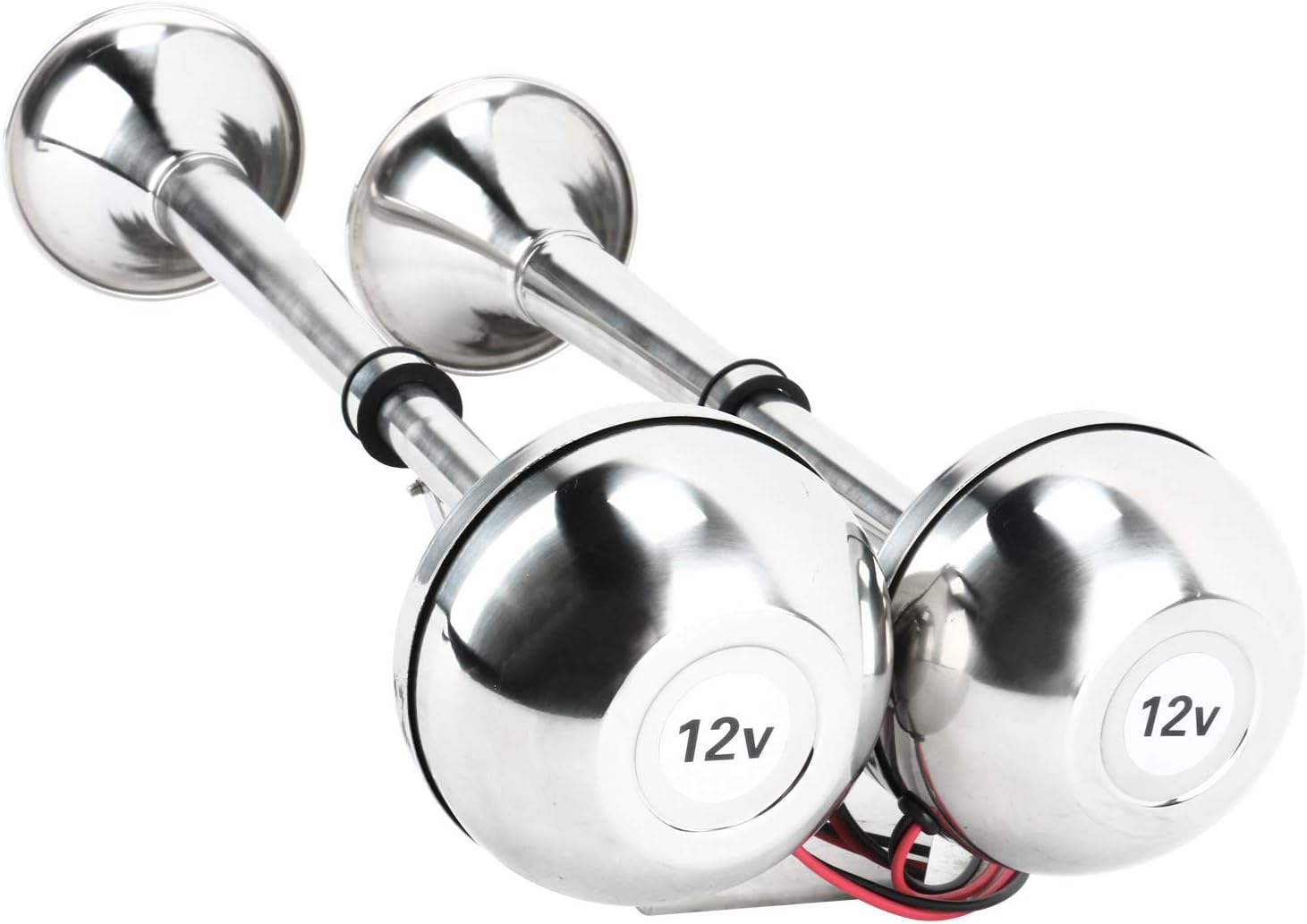 Amarine Made 12v Marine Boat Stainless Steel Dual Trumpet Horn, Low and High Tone, 18-1/2" : Sports & Outdoors