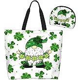 GTEVUTS St. Patrick's Day Large Grocery Tote Bag Irish Beach Tote Reusable Shopping Shoulder Bag (with Coin Purse)