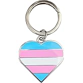 Applicable Pun Transgender Flag Heart White Pink and Blue LGBTQ Support Pride Symbol - 1.5 inch Enamel Keychain with Keyring