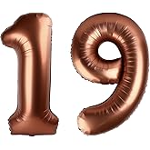 Dark Brown Number 19 Balloon 40 inch, Coffee Brown 19 Number Balloons, 19th Birthday Decorations, Chocolate 19 Year Old Girls Boys Party Supplies