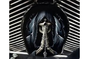 XIAOMA Motorcycle Cowbell Horn Cover, Harley Custom Skull Cowbell Horn Cover, Halloween Motorcycle Reaper Decoration - Gothic Death Harley Custom Made Biker Gifts. (Prayer for the Dead)