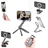 Flymile Magnetic Phone Tripod Stand for iPhone, Aluminium Lock Mini Tripod with Arca-Swiss, for MagSafe Smartphone Holder Quick Mount with 1/4'' Screw Hole and Cold Shoe for iPhone 17 16 15 14 13 12