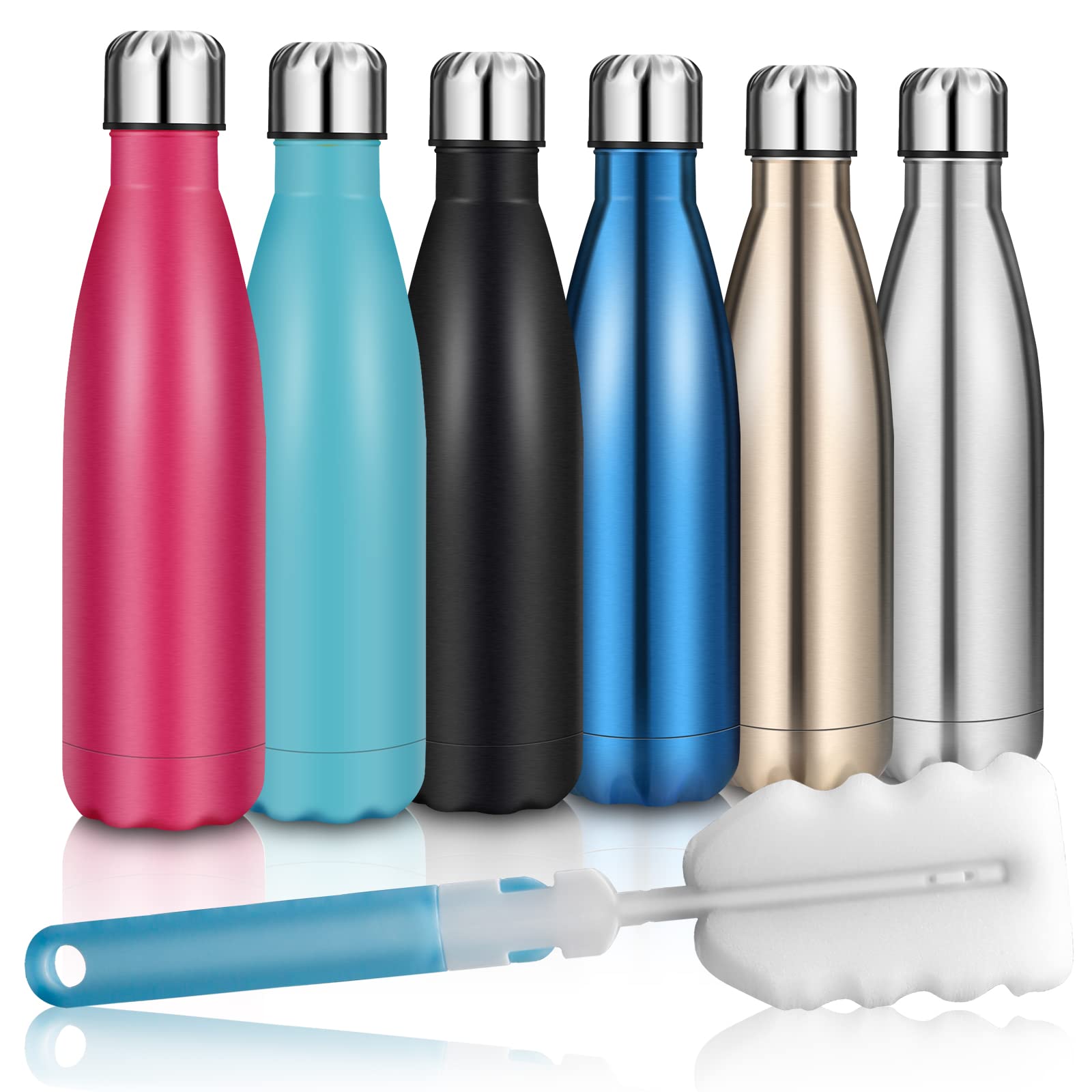 Insulated Water Bottle, Vacuum Stainless Steel & Vacuum Flask Comes with a Cleaning Brush -500ml Stainless Steel Vacuum Bottle, Double Wall Design, Standard Mouth, for Outdoor Sports