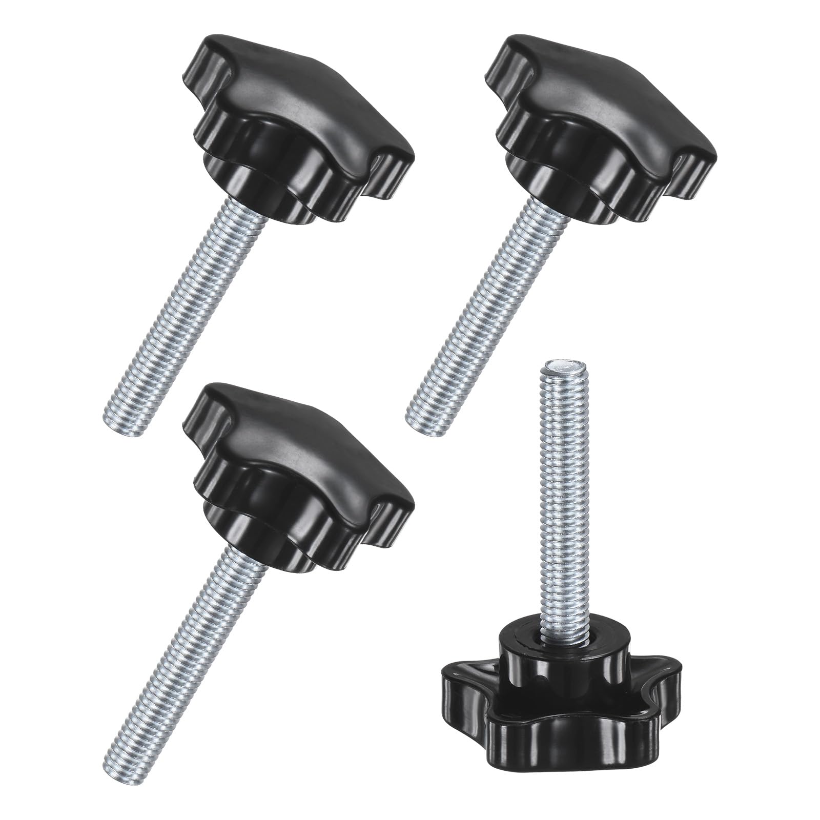 M METERXITY 4-Pack Star Clamping Knobs, M8x45mm Male Thread Hand Tightening Screw for Machinery/Electronic/Furniture/Umbrella Base, Machine Handle Replacement [39mm, Black]