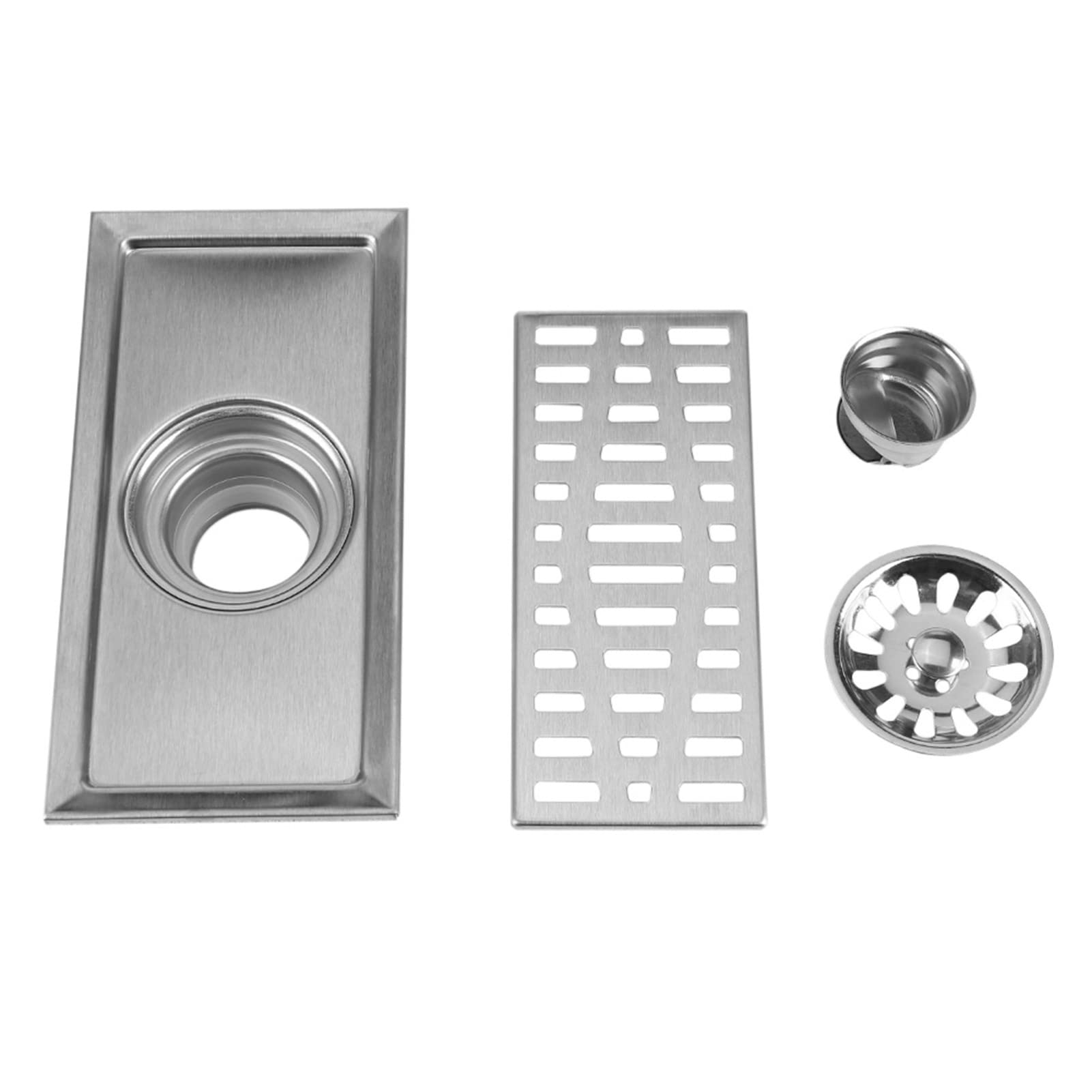 ASHATA Rectangle Stainless Steel Anti-Odor Floor Drain Strainer for Kitchen, Bathroom, Toilet Waste Grate 20x10x7cm