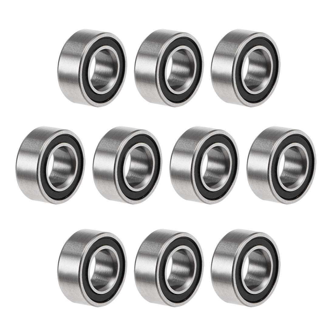 sourcing map MR105-2RS Deep Groove Ball Bearings 5mm Inner Dia 10mm OD 4mm Bore Double Sealed Chrome Steel Z2 10pcs