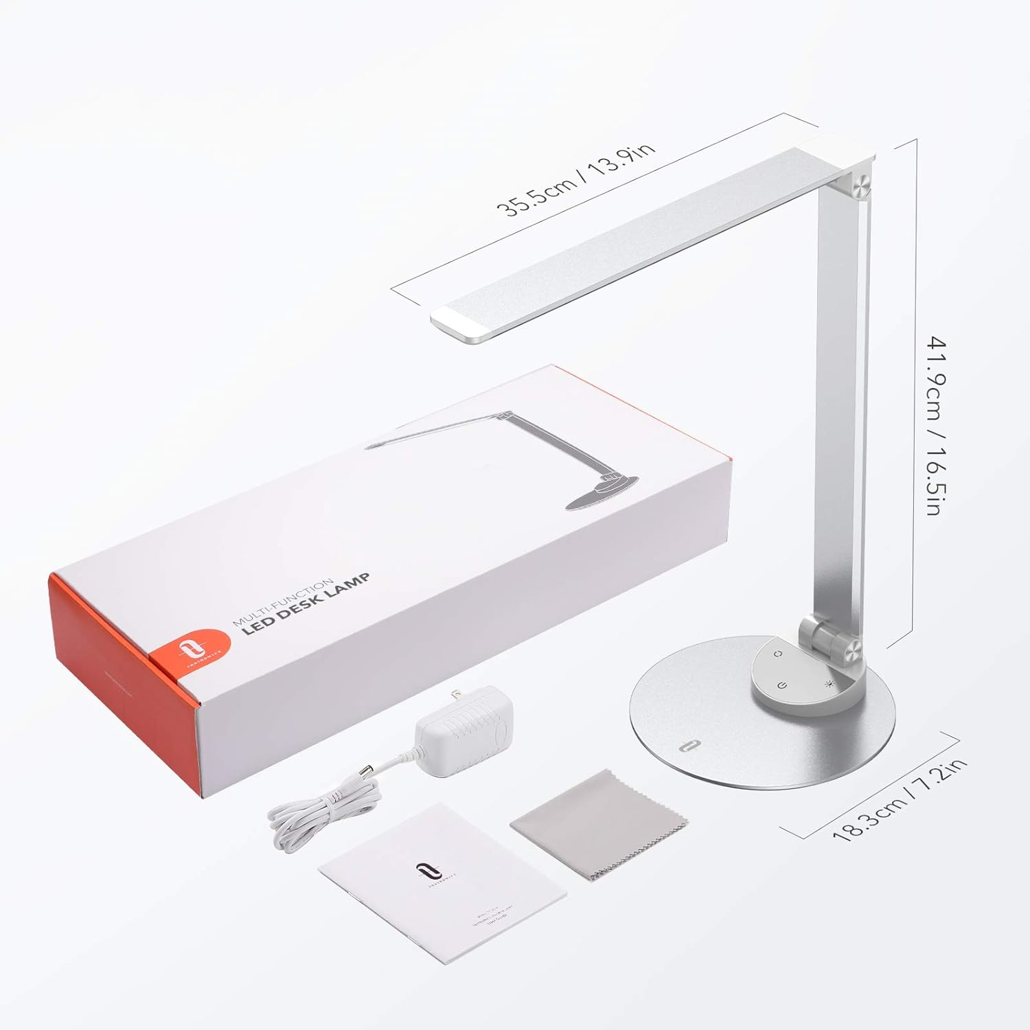 TaoTronics LED Desk Lamp with USB Charging Port, Eye- care Dimmable Lamp, 5 Color Temperatures with 5 Brightness Levels, Touch Control, Metal, Official Member of Philips EnabLED Licensing Program - - 