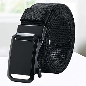 Ratchet Belts for Men - Fashion Belt Man Nylon Fabric for Casual Jeans - Adjustable Trim to Fit Waist