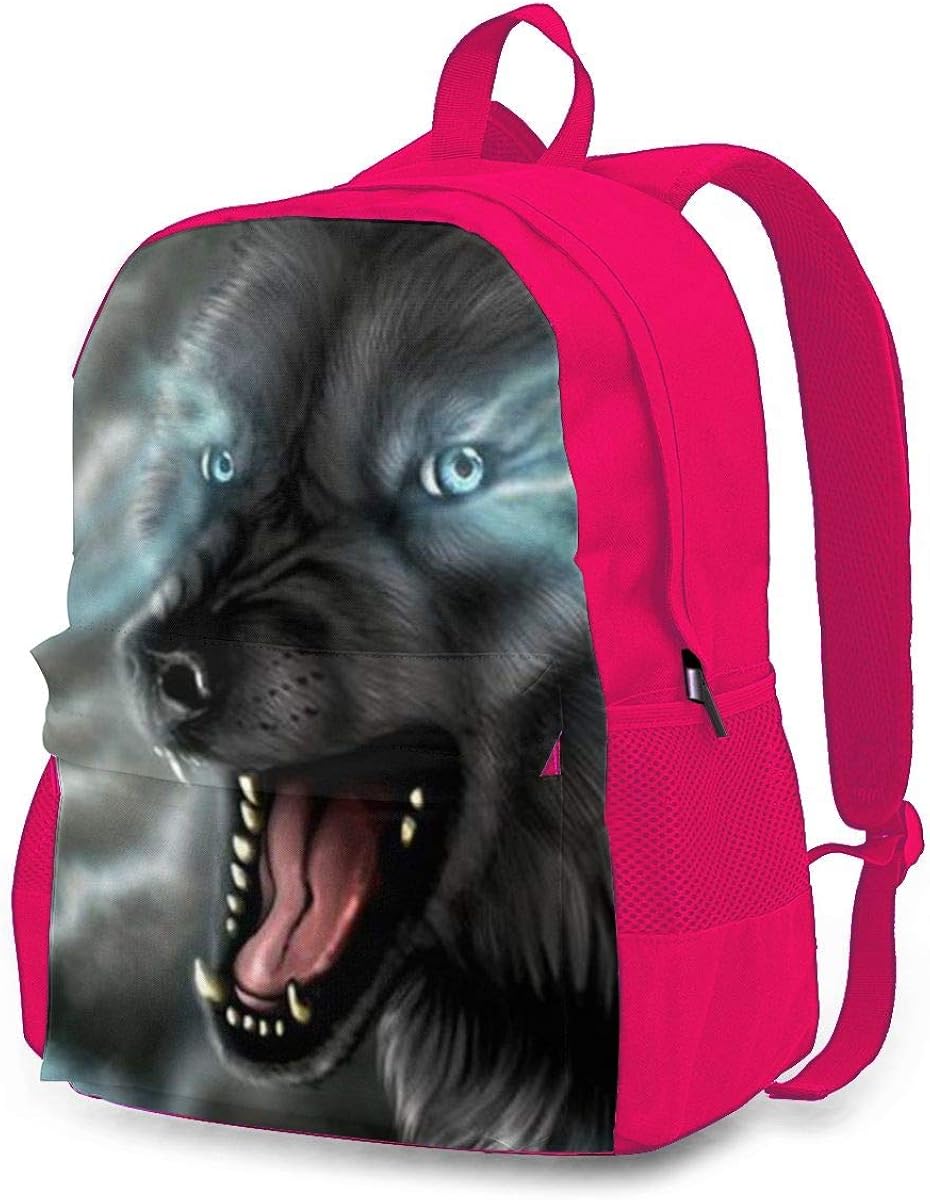 Fluorescent Wolf Backpack Sports Gym Bag for Women Men Children 12.6x16