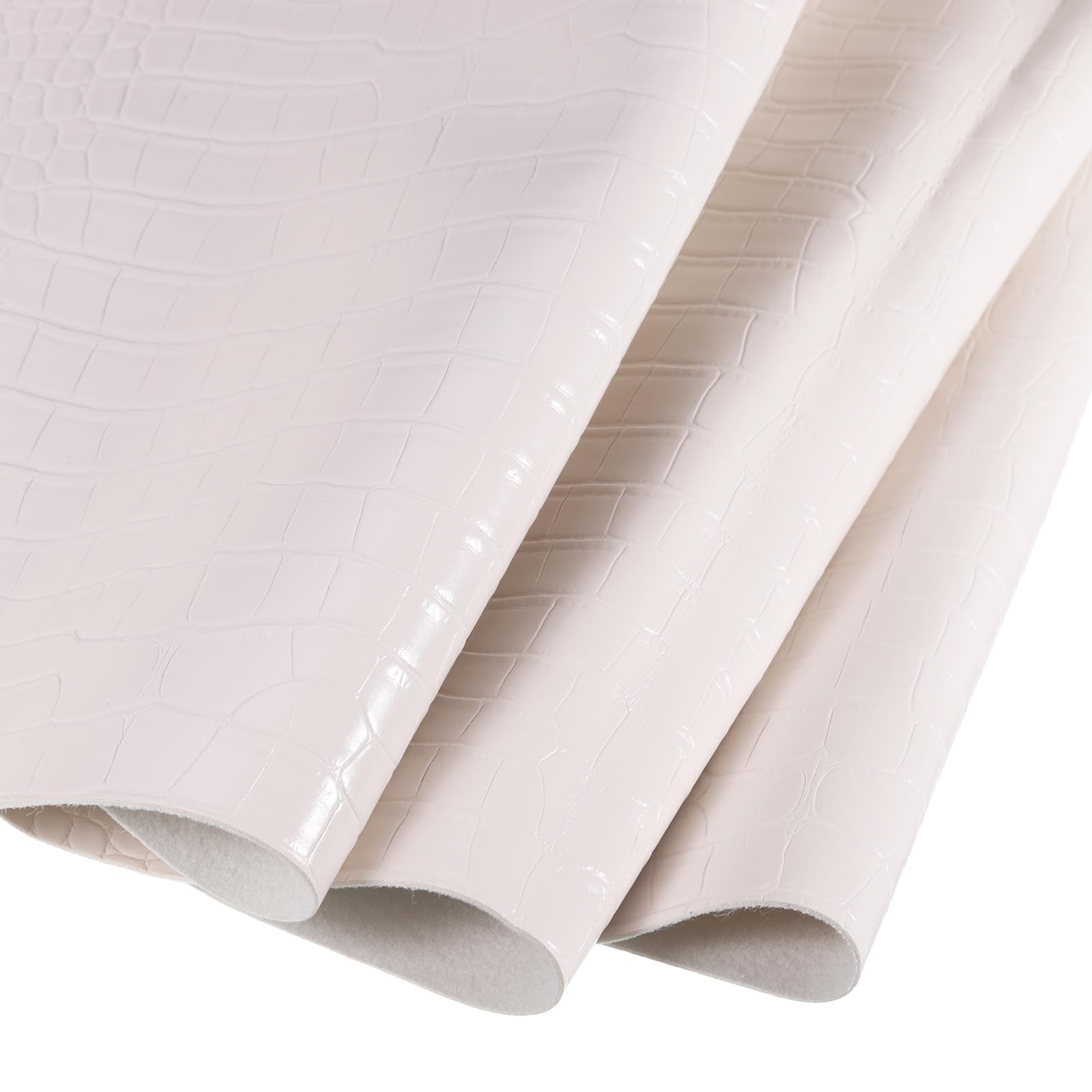 DMiotech Faux Leather Sheet 54 Inch x 36 Inch Alligator Cream Crocodile Pattern PU Leather Roll for Handmade DIY Craft Projects