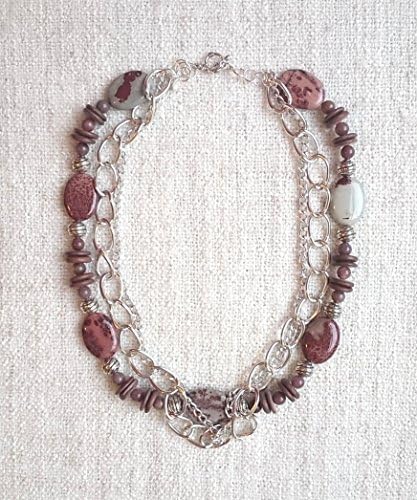 The Roxy Necklace - Sterling Silver, Gemstones and Wood One-of-a-kind Statement Handmade Designer Jewelry