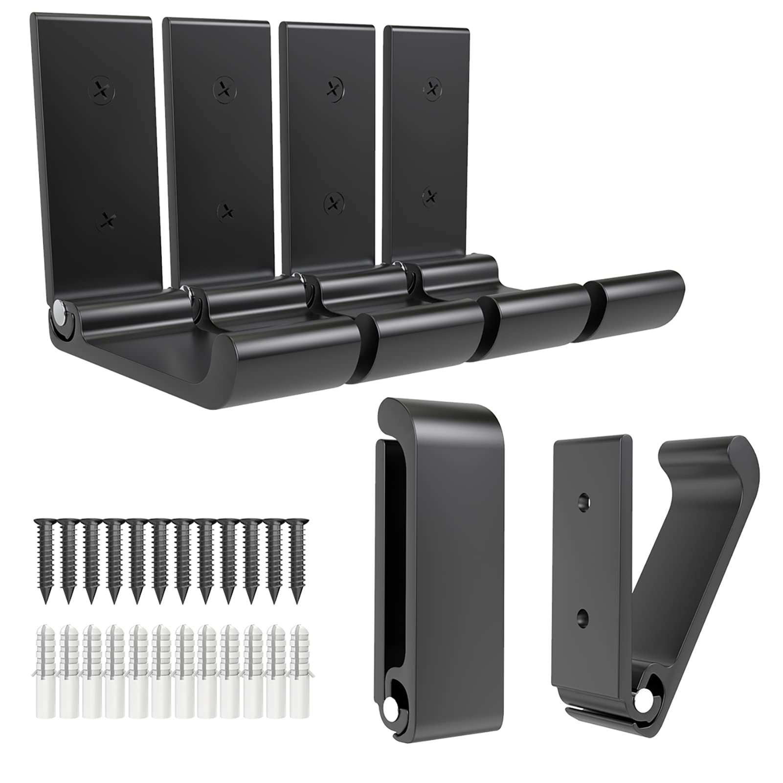 AUHSSAN 6Pcs 3'' Folding Coat Hooks Black Foldable Hooks Aluminum Alloy Wall Hooks Headphones Holder Wall Mounted with 12pcs Screws Set for Hanging Coats, Bags, Hat, Towel, Keys