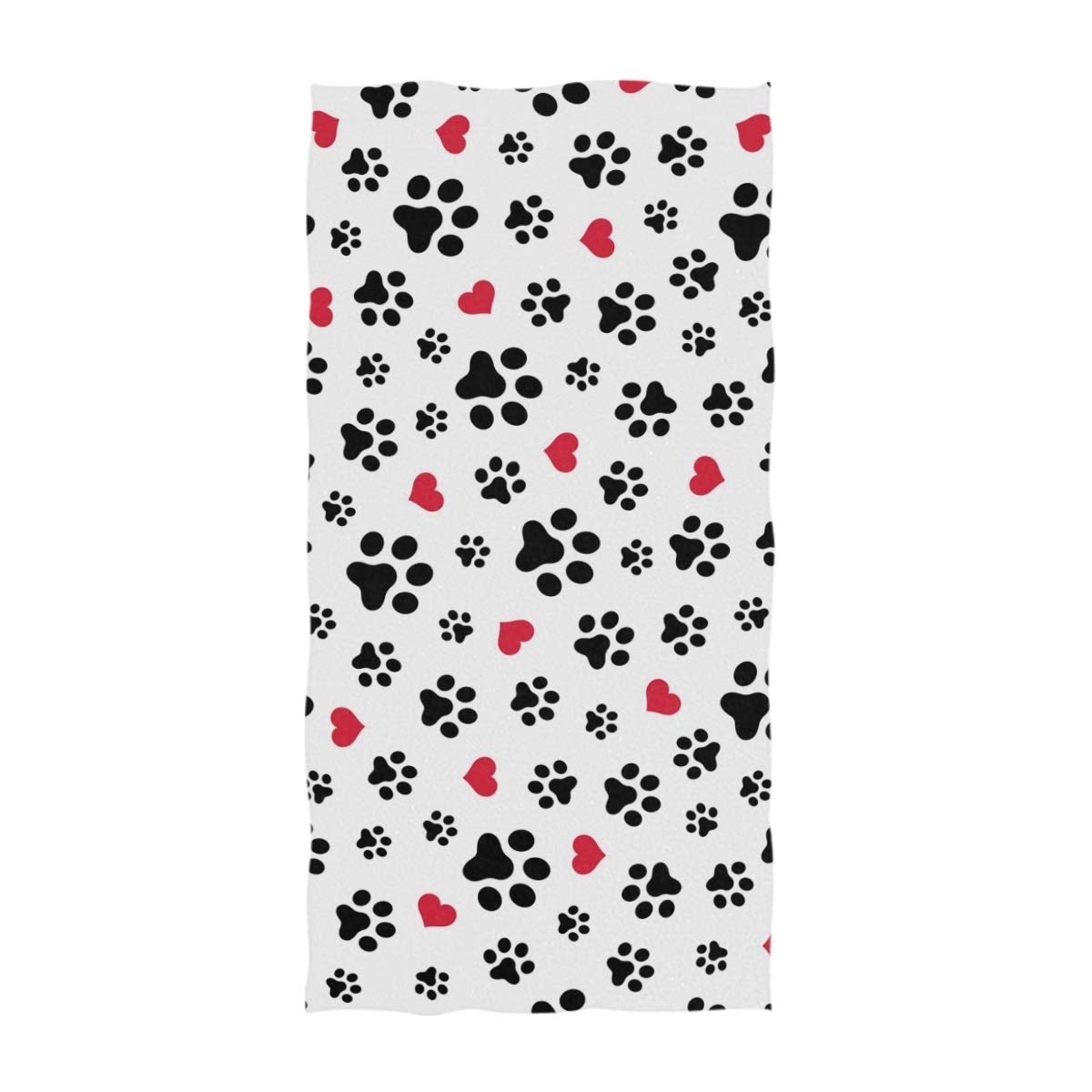 Naanle Love Cat Paw Heart Puppy Foot Print Pattern Soft Bath Towel Absorbent Large Hand Towels Multipurpose for Bathroom, Hotel, Gym and Spa (16" x 30",White Floral)