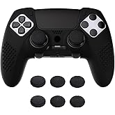 PlayVital 3D Studded Edition Anti-Slip Silicone Cover Case for ps5 Edge Controller, Soft Rubber Protector Skin for ps5 Edge Wireless Controller with 6 Thumb Grip Caps - Black