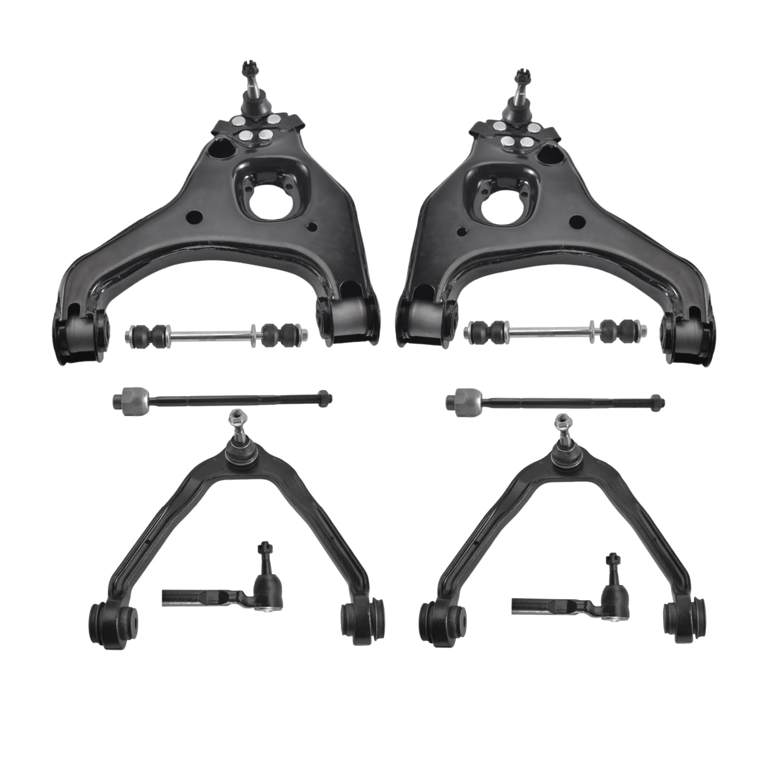 Photo 1 of *USED* KAYULONE Front Lower Upper 4 Control Arms Suspension Kit for Chevrolet Silverado 1500 RWD 99-06 GMC Sierra 1500 RWD 99-06 w/Ball Joints+2 Sway Bars+4 Tie Rods K620264 K620265 K80942-10 Set