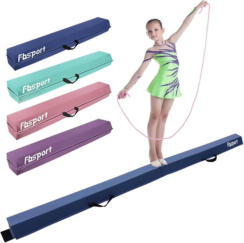 FBSPORT Gymnastics Beam 270cm 9ft PU Leather Folding Balance Beam Home Use