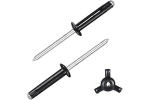 ALLCLEAN 3/16" x 1" Tri-Fold Rivets Assortment - 120Pcs,Black Tri-fold Exploding Pop Rivets Solid Aluminum Tri Grip Rivets Bulb Style Rivets for Kayak Marine Boat