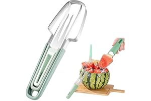 YQkangzhu 3 in 1 Watermelon Fork Slicer Cutter, Stainless Steel Watermelon Popsicle Cutter, Watermelon Cutter Fruit Knives, M