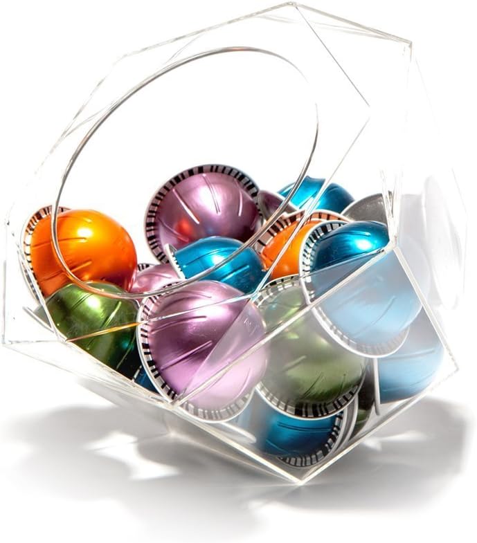 Verre Collection Dolce Gusto Compatible Pod Holder, Clear Capsule Dispenser Storage Solution for Nescafe, Nespresso Vertuoline, Tassimo (Hex)