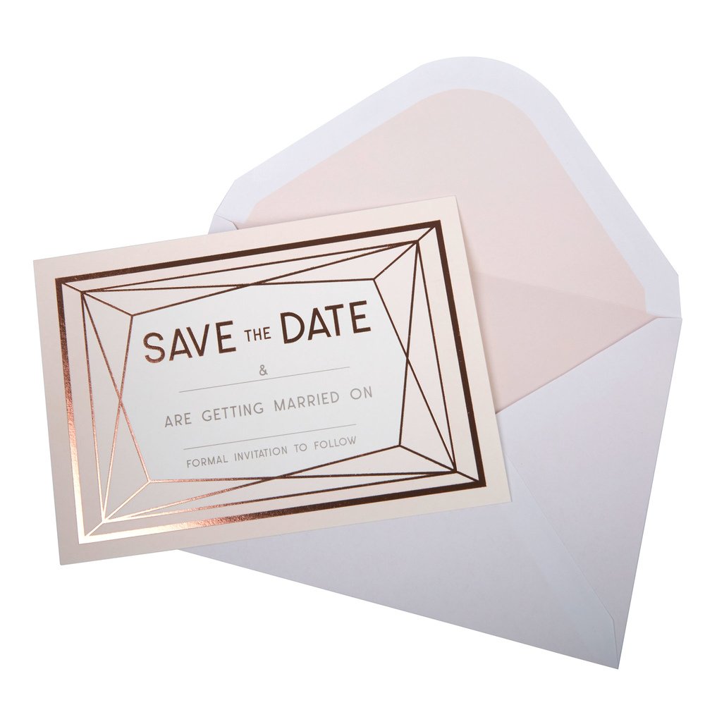 Neviti - Geo Blush - Save The Date Cards with Envelopes, Pack of 10