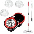 Mop and Bucket with Wringer Set 360° 3psc Microfiber Spin Mop with Bucket and Dual Mop Heads Self Wringing Spinning Mop (20QT) (1)