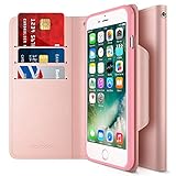 iPhone 7 Plus Case, Maxboost [Folio Style w/Hand Strap] Premium iPhone 7 Plus Wallet Cases STAND Feature for Apple iPhone 7 Plus 2016 [Rose Gold] PU Leather Flip Cover Card Slot+Side Pocket