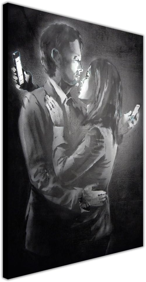 FUNNY BANKSY CANVAS PRINTS PHONE LOVERS PRINTED WALL ART PICTURES HOME DECORATION ARTWORK SIZE: A3-16" X 12" (40CM X 30CM)