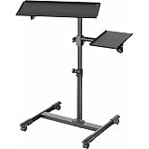 VIVO Mobile Freestanding Keyboard Tray and Mouse Pad Cart | Ergonomic Typing Platform, With Tilting Design and Height Adjustment, Black, CART-KB1A